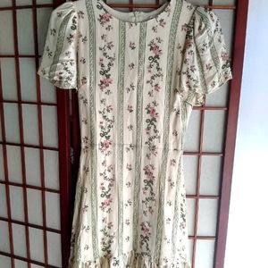 Reformation Puff Sleeve Ruffle Hem Floral Print Dress